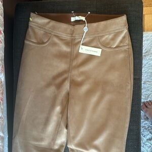 Max Studio suede style legging pants, tan, NWT, size Small